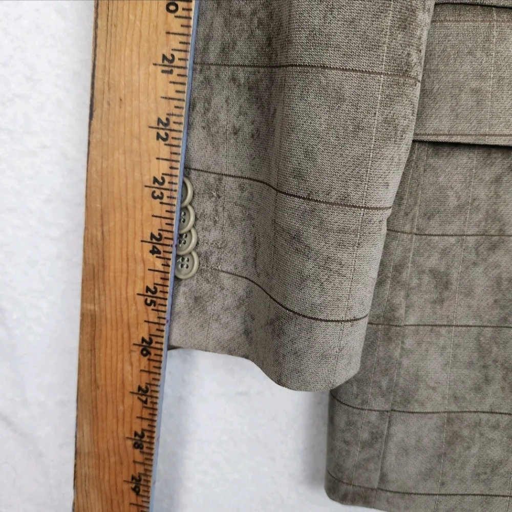 Carlo Palazzi Men Size 46R Tan Plaid 2 Button Viscose Poly Fine Yarn Sports Coat